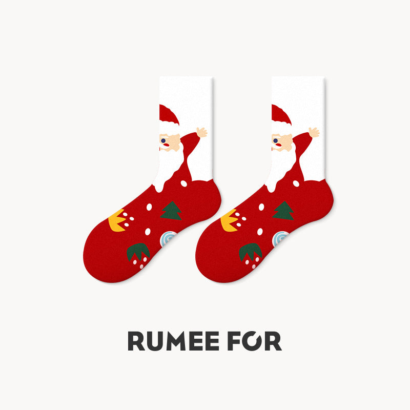 Wholesale Cartoon cute middle tube cotton socks couple Christmas socks gift box